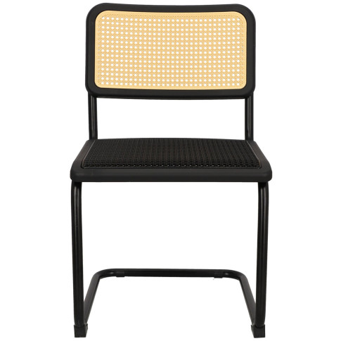 Stylowe krzesło na płozach z jasną plecionką metalowe Vobo 3X