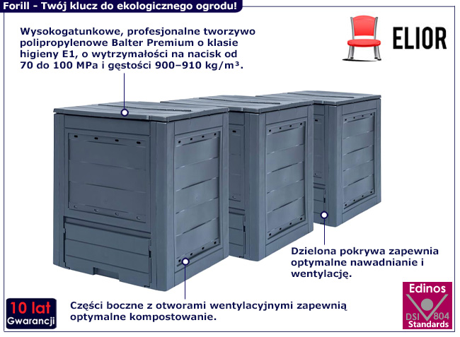 Zestaw 3 kompostowników Forill 3X