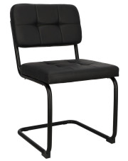 Czarne metalowe krzesło swing tapicerowane ekoskórą - Vobo 4X w sklepie Edinos.pl
