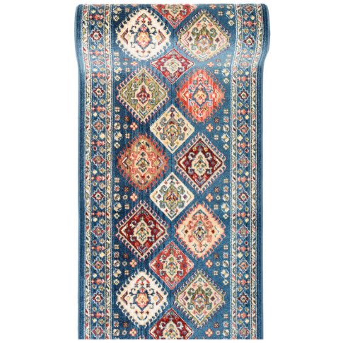 Niebieski rustykalny chodnik dywanowy Rekis 6X
