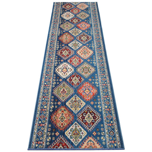 Niebieski wzorzysty chodnik dywanowy retro Rekis 6X