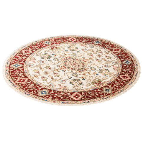 Kremowy okrągły dywan w perski wzór Fawo 3X