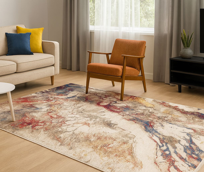 Beżowy prostokątny dywan z nowoczesnym wzorem Lanzarote 3X