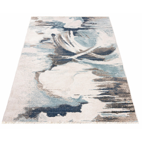 Prostokątny beżowy dywan w nowoczesny wzór bodi 3X