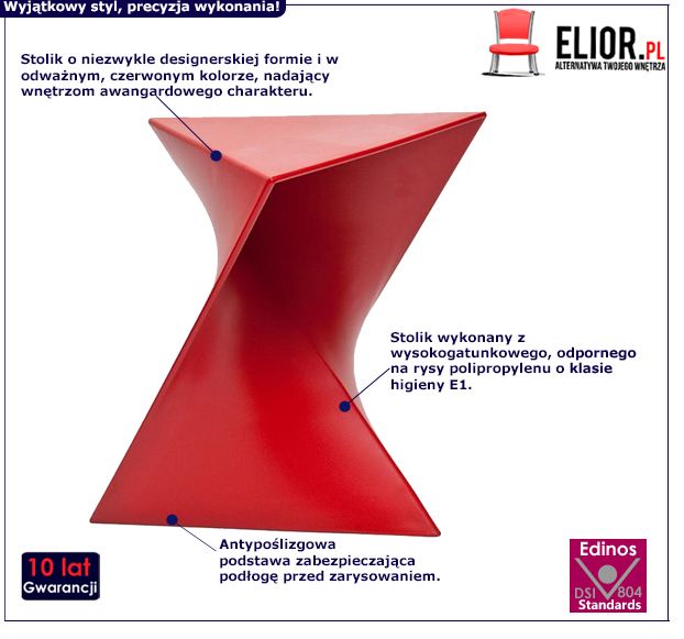 Designerski stolik kawowy Norria - czerwony