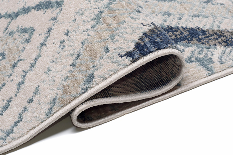 Bezowy prostokątny dywan w geometryczny wzór Bodi 6X