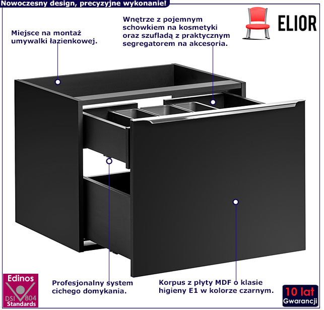 Czarny szafka umywalkowa 60 cm Muna 4X