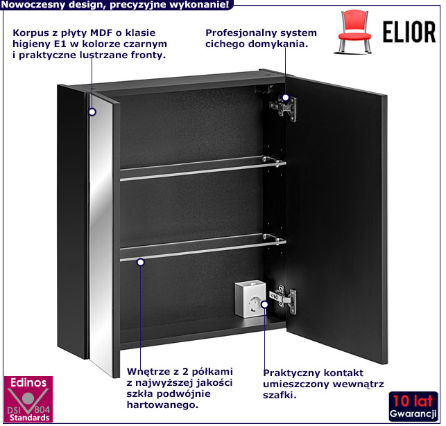 Czarna szafka łazienkowa 60 cm Muna 5X