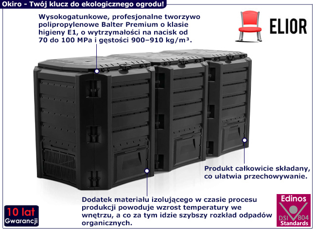 Potrójny kompostownik Okiro 3X