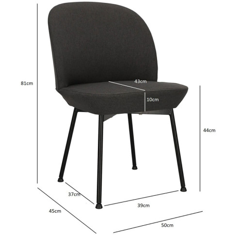 Wymiary krzesła metalowego chromowanego tapicerowanego Zico 4X