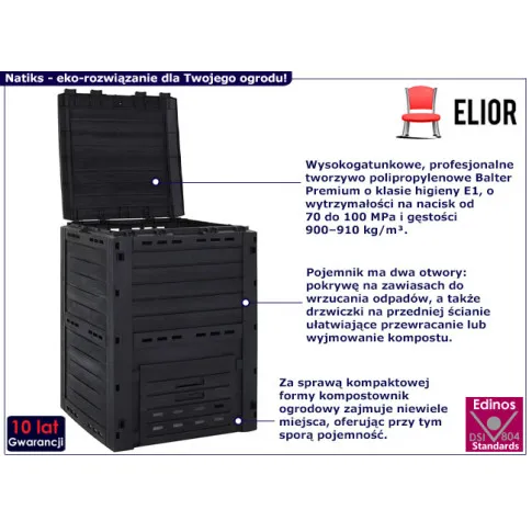 Czarny kompostownik ogrodowy Natiks