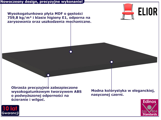 Czarny blat łazienkowy Larosa 8X