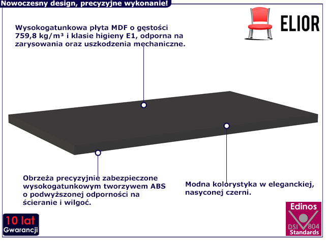 Czarny blat łazienkowy 80 cm Larosa 8X