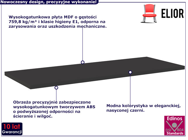 Czarny blat łazienkowy 120 cm Larosa 8X