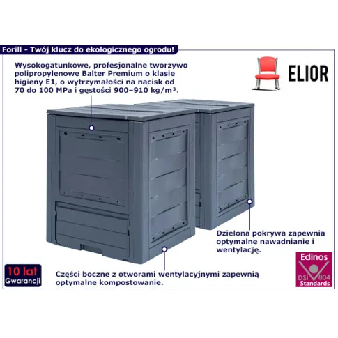 Komplet dwóch kompostowników Forill 4X