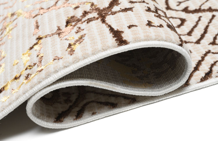 Nowoczesny kremowy dywan w złoto-brązowe wzory Oros 10X
