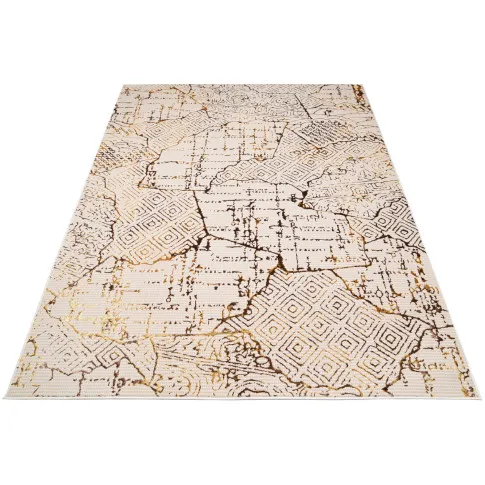 Prostokątny dywan kremowy w nowoczesny złoty wzór Oros 10X