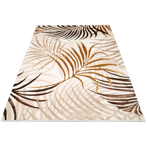 Kremowy brązowy dywan w stylu glamour w liście Oros 3X