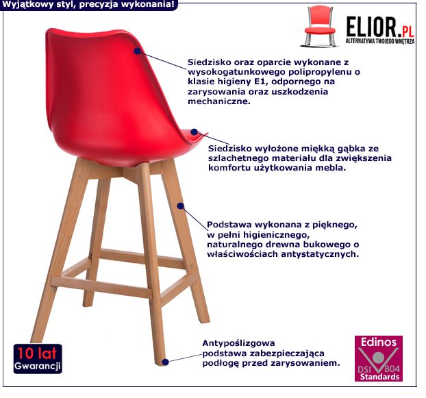 Nowoczesny hoker Lijam - czerwony