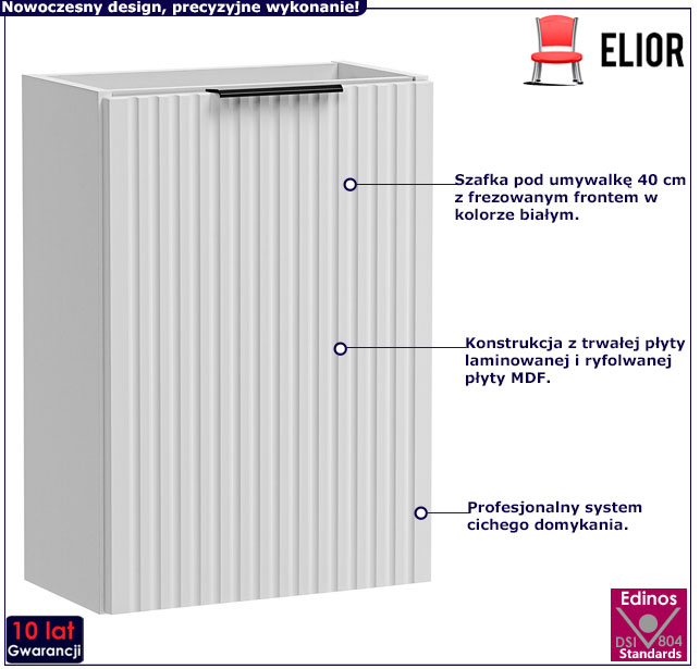 Biała szafka łazienkowa pod umywalkę 40 cm Edar 3X