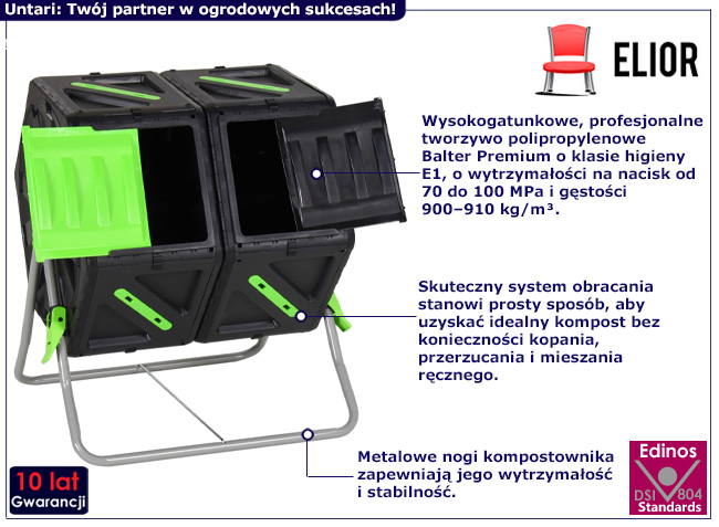 Nowoczesny kompostownik obrotowy Untari 4X