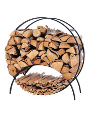 Czarny okrągły nowoczesny stojak na drewno 70 cm - Arfo