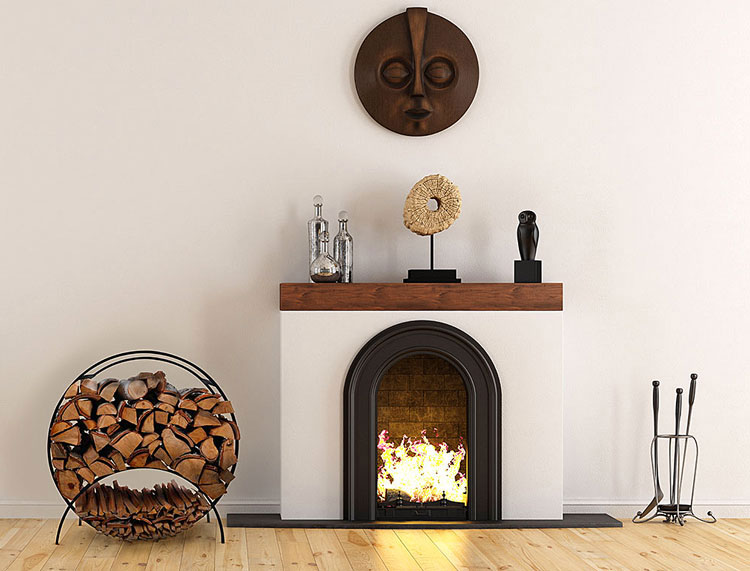 Czarny okrągły stelaż na drewno kominkowe 70 cm Salli