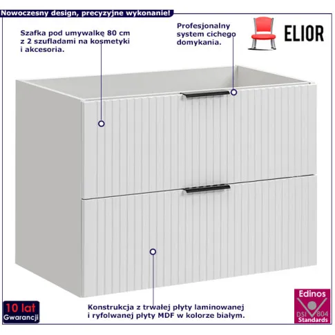 Biała podwieszana szafka umywalkowa 80cm Iconic 3X