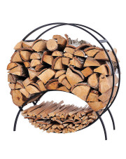 Czarny okrągły stojak na drewno kominkowe 80 cm - Arfo