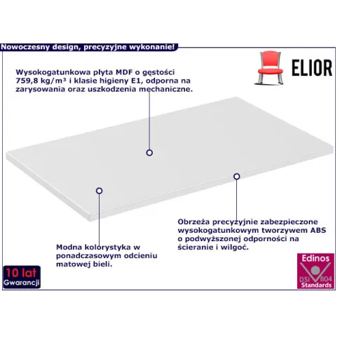 Blat łazienkowy w kolorze białym 80cm iconic 5X