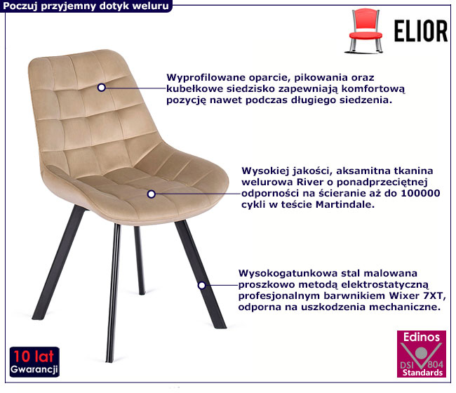 Beżowe welurowe krzesło Flommi