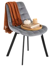 Szare tapicerowane pikowane krzesło z weluru - Flommi w sklepie Edinos.pl