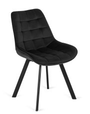 Czarne welurowe krzesło do stołu - Ivos w sklepie Edinos.pl