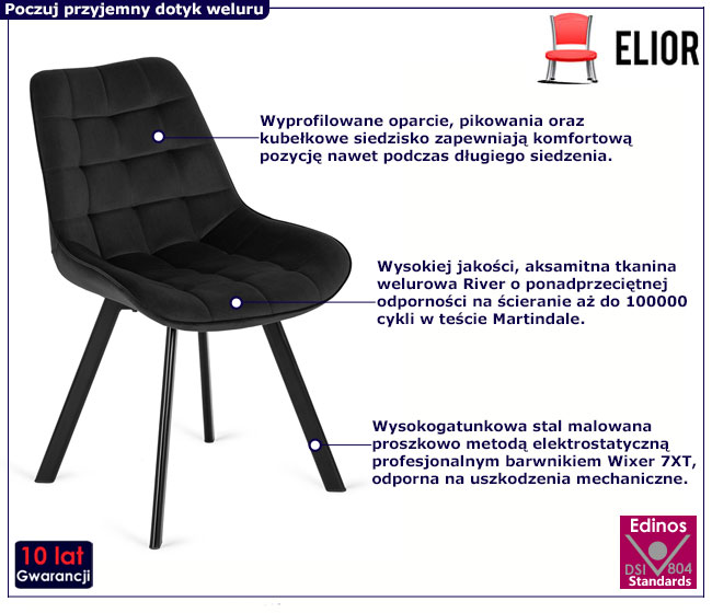 Czarne welurowe krzesło Ivos