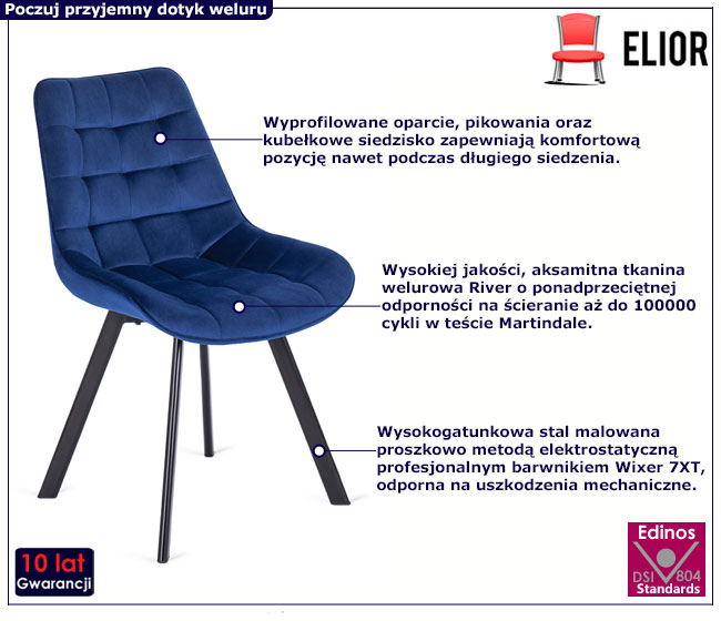 Granatowe welurowe krzesło Flommi