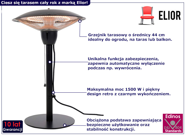 Nowoczesny ogrzewacz ogrodowy Lunari