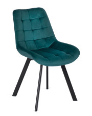 Turkusowe nowoczesne welurowe krzesło - Ivos