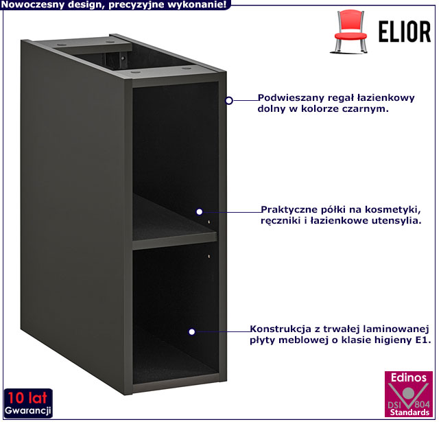 Szafka łazienkowa regał czarny Denila 3X