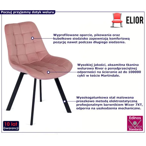 Różowe tapicerowane krzesło Ivos
