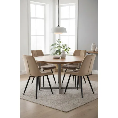 Beżowe nowoczesne krzesło welurowe   Defri