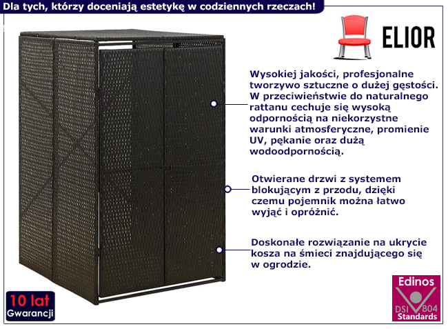 Osłona na kosz na śmieci Novida 3X kolor czarny