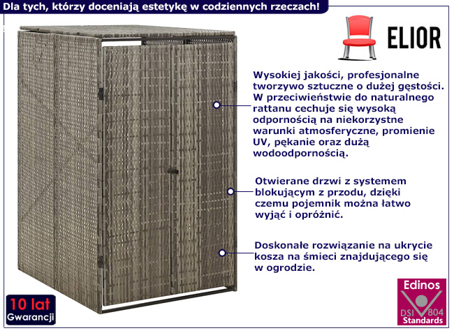Osłona na kosz na śmieci Dalina 3X kolor szary