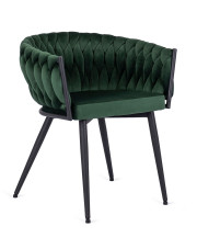 Zielone plecione welurowe krzesło - Hado