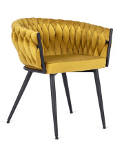 Musztardowe nowoczesne krzesło z podłokietnikami - Hado