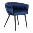 Granatowe welurowe plecione krzesło fotelowe - Hado