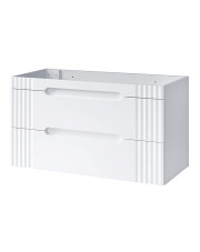 Biała szafka na 2 umywalki z szufladami 120 cm - Karisma 4X w sklepie Edinos.pl