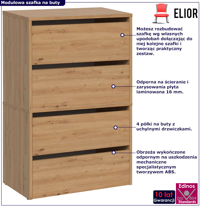 Modułowa szafka na buty do korytarza dąb artisan Morivo 4X