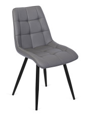 Szare pikowane krzesło ze skóry ekologicznej - Taxo w sklepie Edinos.pl