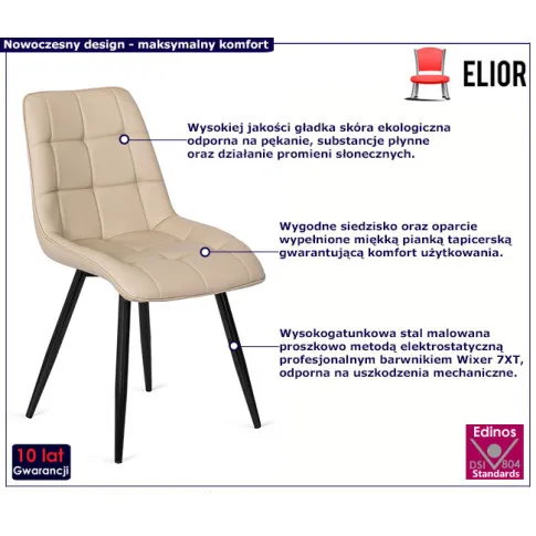Beżowe krzesło z ekoskóry Taxo
