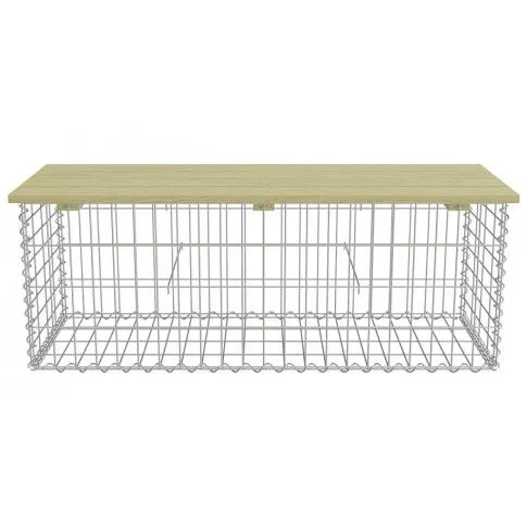 Fotografia Gabionowa ławka ogrodowa - Beliks 120 cm z kategorii Stoły, krzesła, ławki